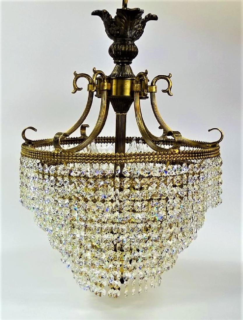 VINTAGE BRASS AND FINE CRYSTAL GLASS CHANDELIER (1 of 2)