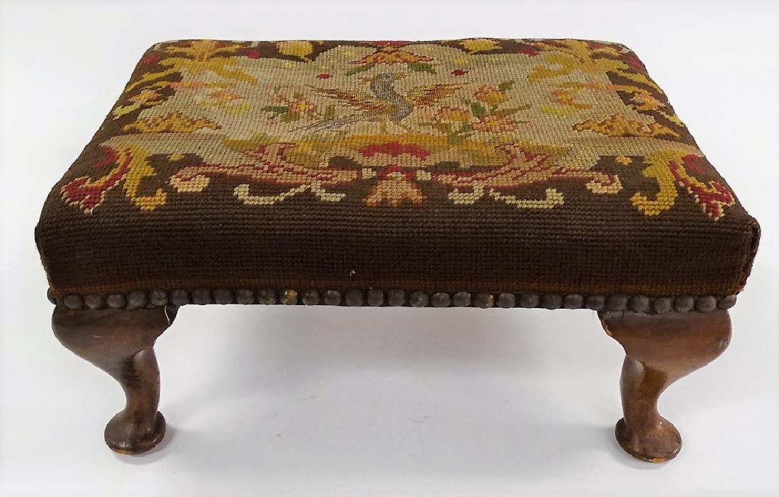 VINTAGE PETIT POINT FOOTSTOOL (1 of 4)