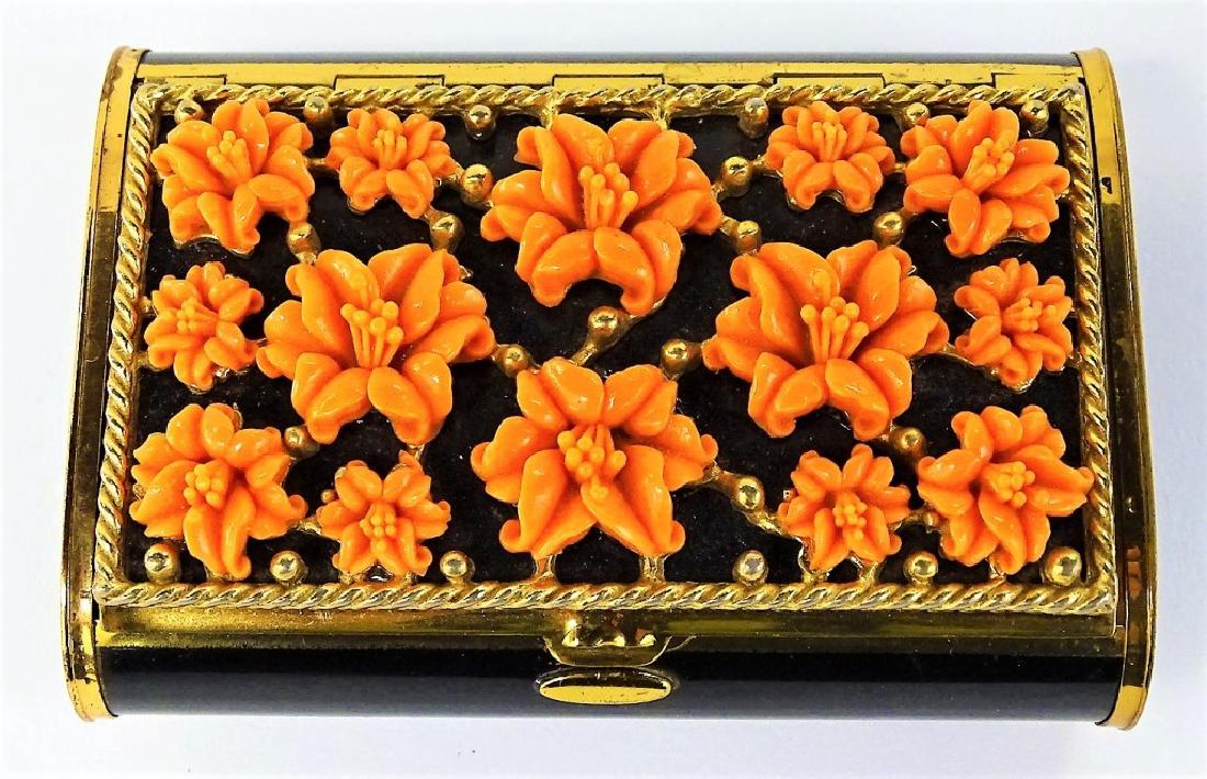 VINTAGE ENAMELED GOLDTONE METAL CARRYALL CASE (1 of 2)