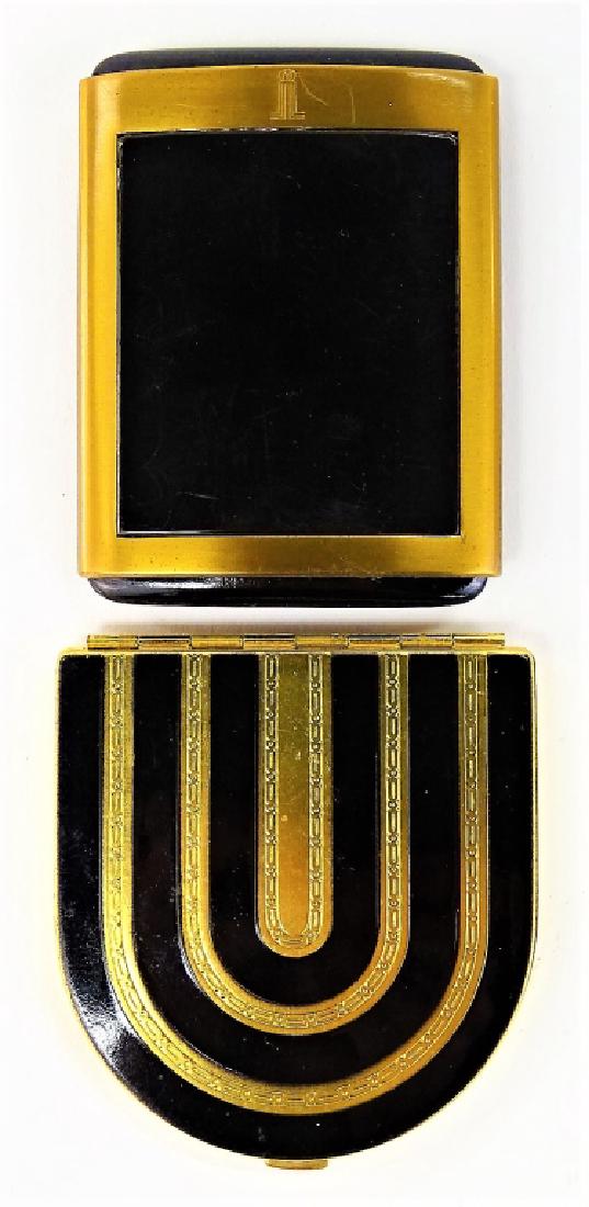 LOT OF 2 VINTAGE ENAMELED GOLDTONE METAL COMPACTS (1 of 4)