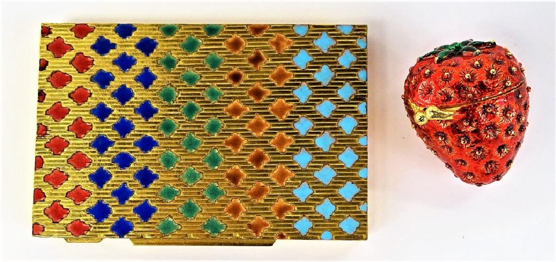 LOT OF 2 VTG ITALIAN ENAMELED GOLDTONE METAL CASES (1 of 4)
