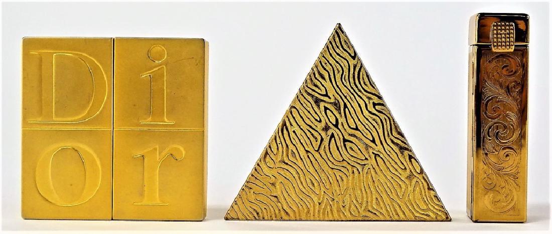 LOT OF 3 VINTAGE GOLDTONE METAL VANITY ITEMS (1 of 4)