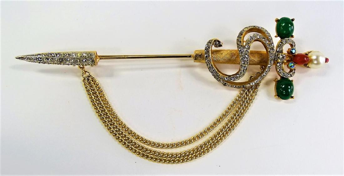 HUGE VINTAGE COSTUME SWORD LARGE PIN (1 of 2)