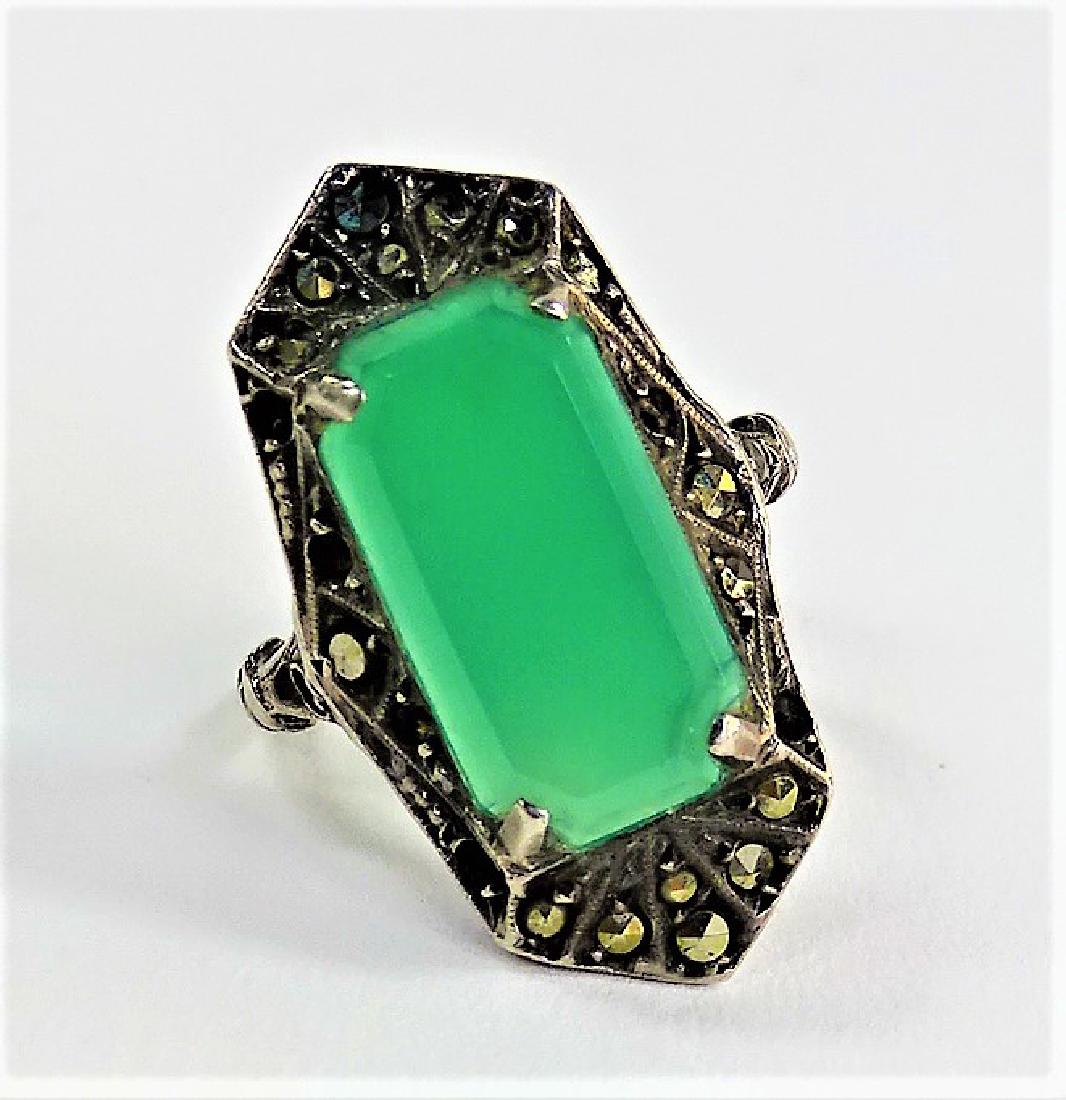 DECO GERMAN STERL W/ MARCASITE & CHRYSOPR. RING: Shipping to be $15 US. We will combine with price.