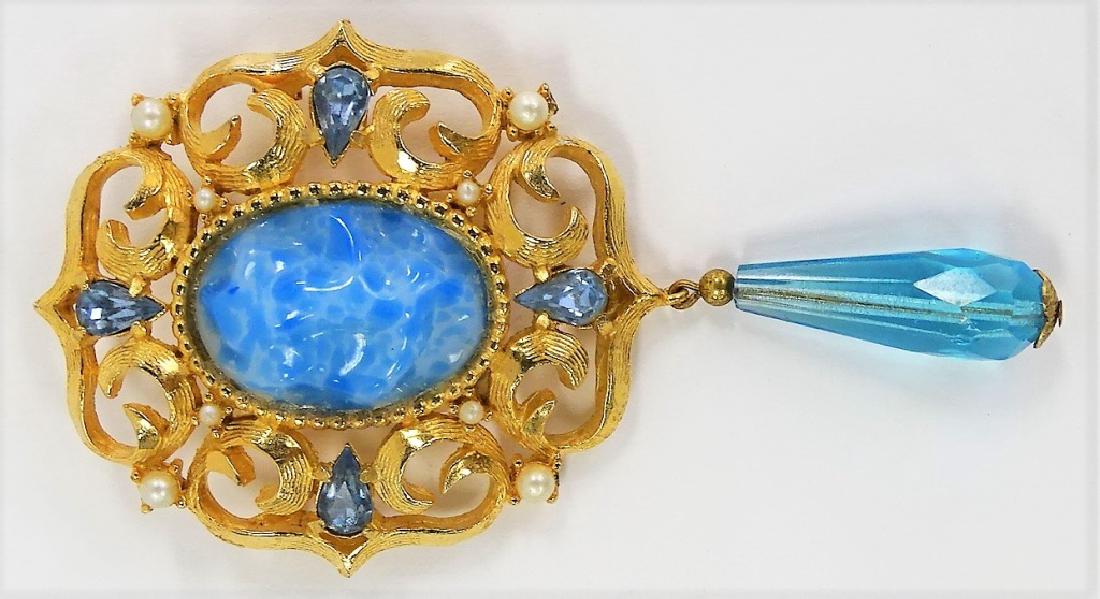 RARE DENICOLA GLD TN W/ FAUX TURQUOISE BROOCH (1 of 2)