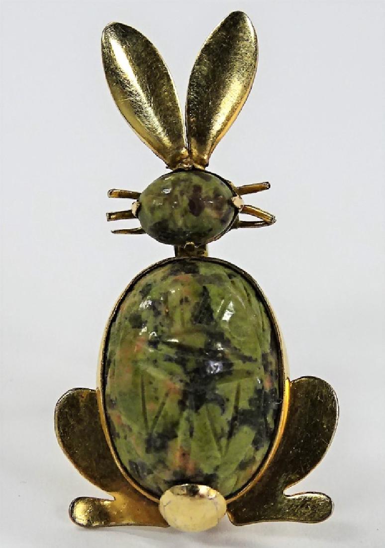VINTAGE 12K GF W/ FAUX TURQUOISE EASTER BUNNY PIN (1 of 2)