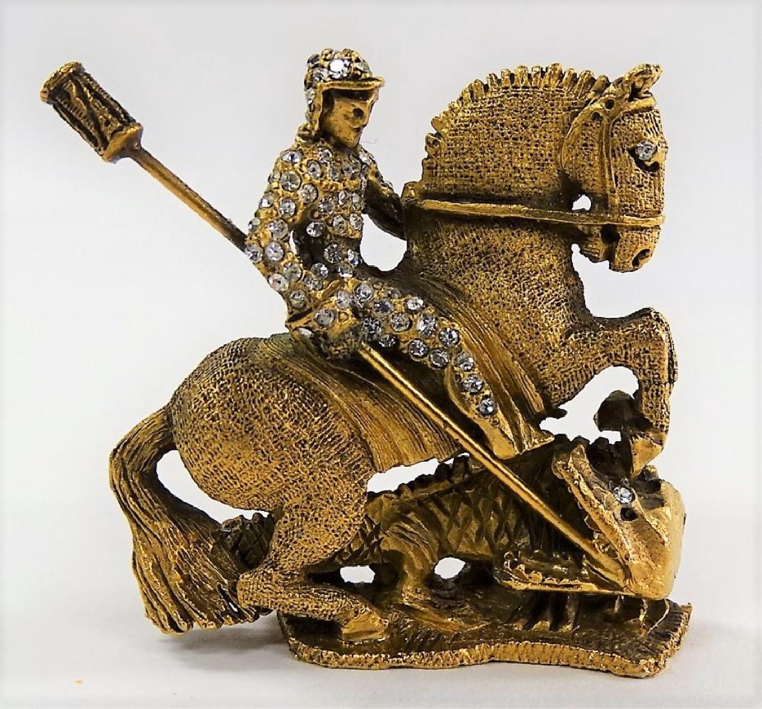 DENICOLA GLD TN W/ MARCASITE KNIGHT + HORSE PIN (1 of 3)