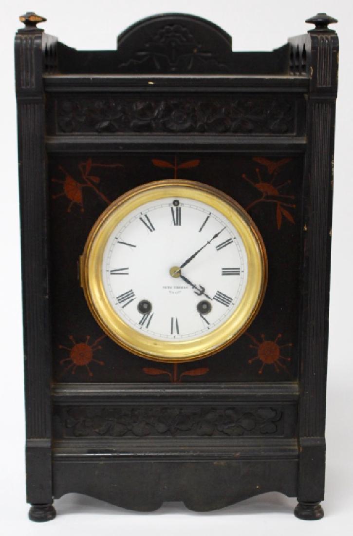 ANTIQUE SETH THOMAS EBONIZED CASE MANTEL CLOCK (1 of 5)