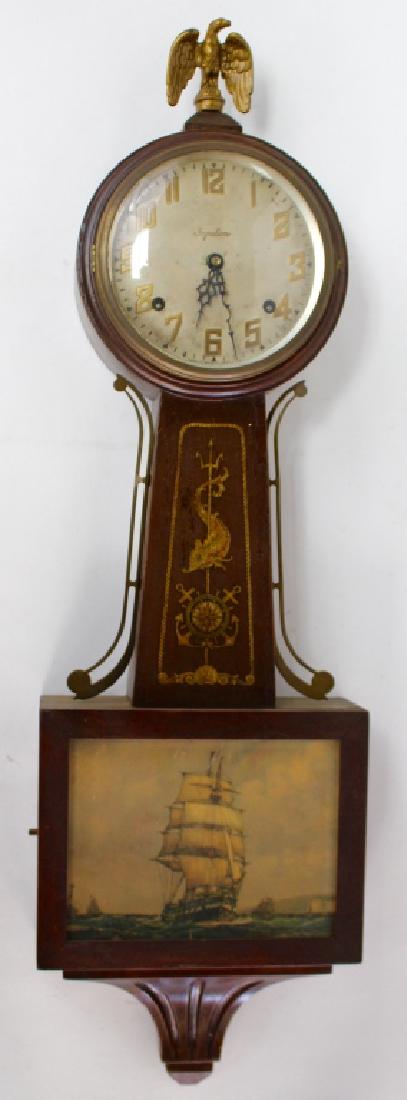 ANTIQUE INGRAHAM WALNUT CASE BANJO CLOCK (1 of 4)