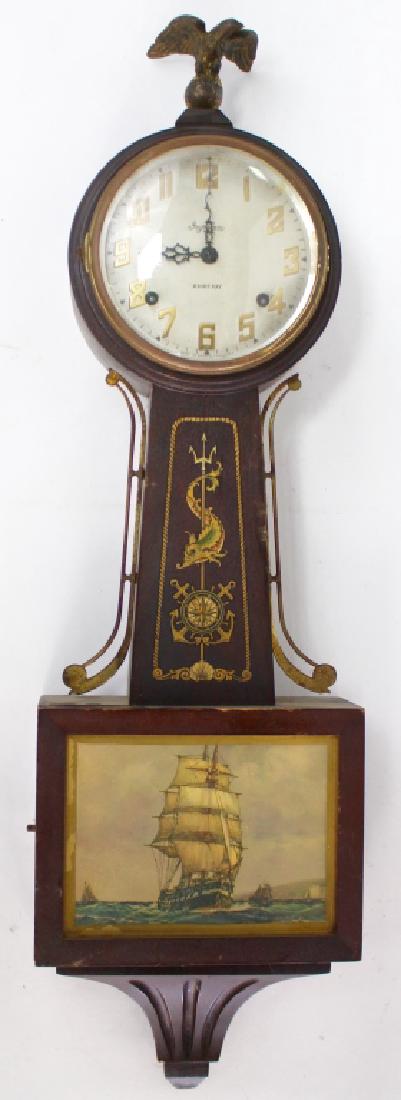 ANTIQUE INGRAHAM WALNUT CASE BANJO CLOCK (1 of 4)