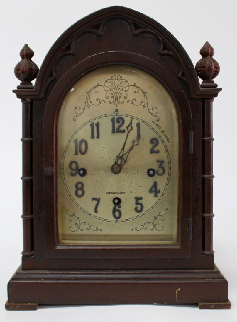 HERSCHEDE 'MODEL 20' MAHOGANY CASE MANTEL CLOCK (1 of 7)