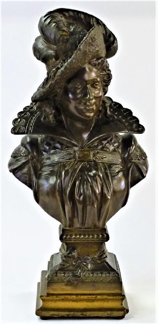 VTG FRENCH PATINATED METAL BUST OF 16TH C. MAN (1 of 4)