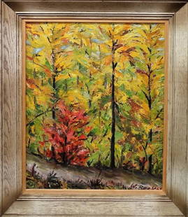 WALTER BECK ORIGINAL LANDSCAPE OIL ON BOARD: Beck, Walter (Germany, 1911 - 1988); Original Oil on Artist Board landscape painting. In depiction of a wooded landscape with foliage coloring. Signed and dated 1968. Art size measures approx.