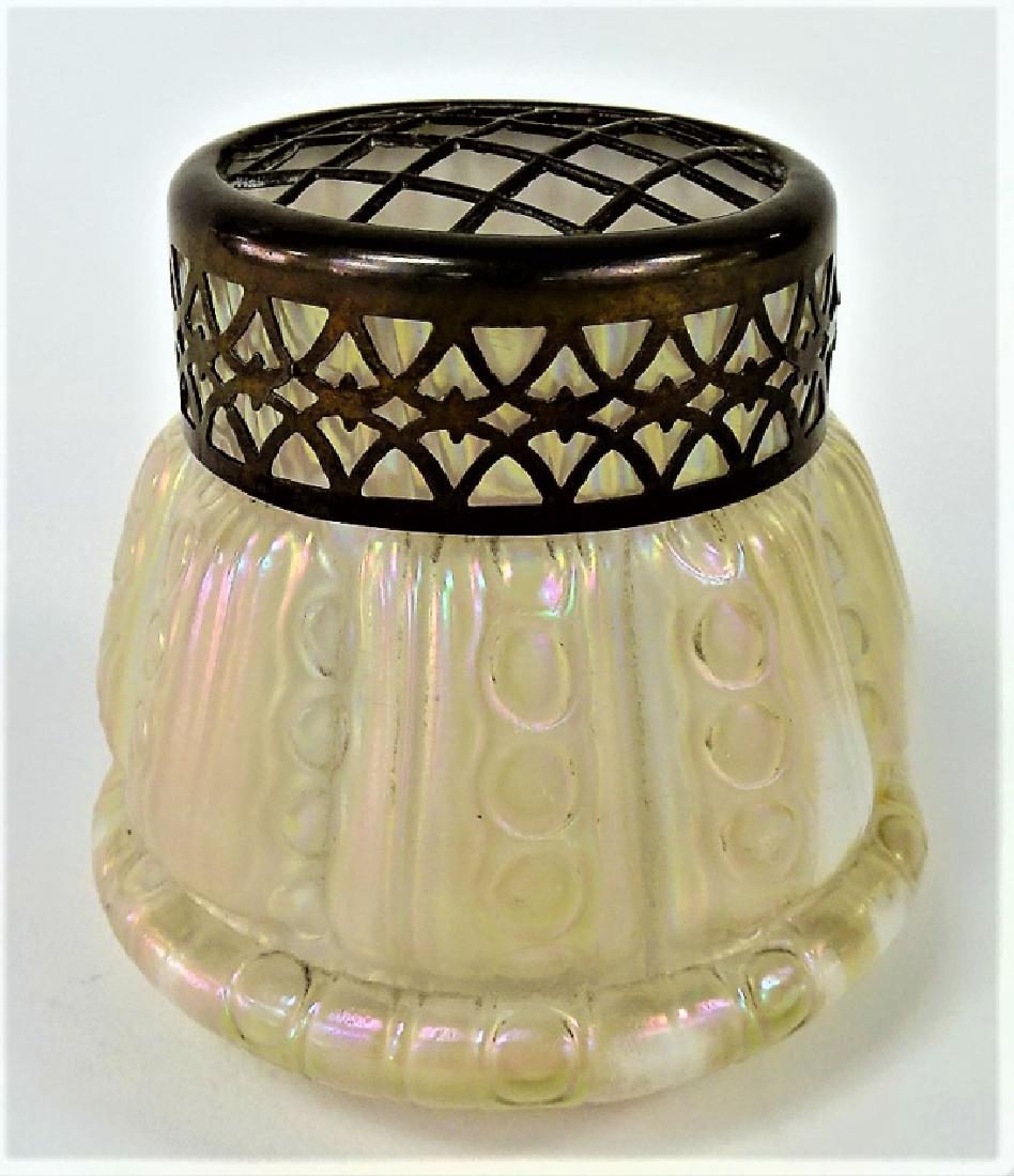 LOETZ IRIDESCENT ART GLASS VASE W/ BRASS FROG (1 of 5)