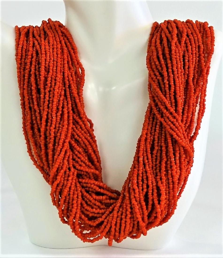 VINTAGE HAND CRAFTED MULTI-STRAND CORAL NECKLACE (1 of 4)