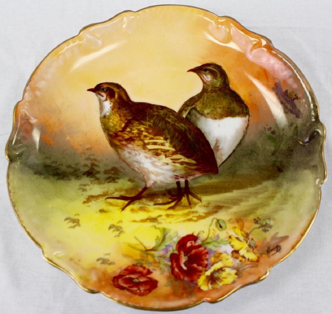 ANTIQUE ROYAL LIMOGES H/P PORCELAIN BIRD CHARGER (1 of 3)