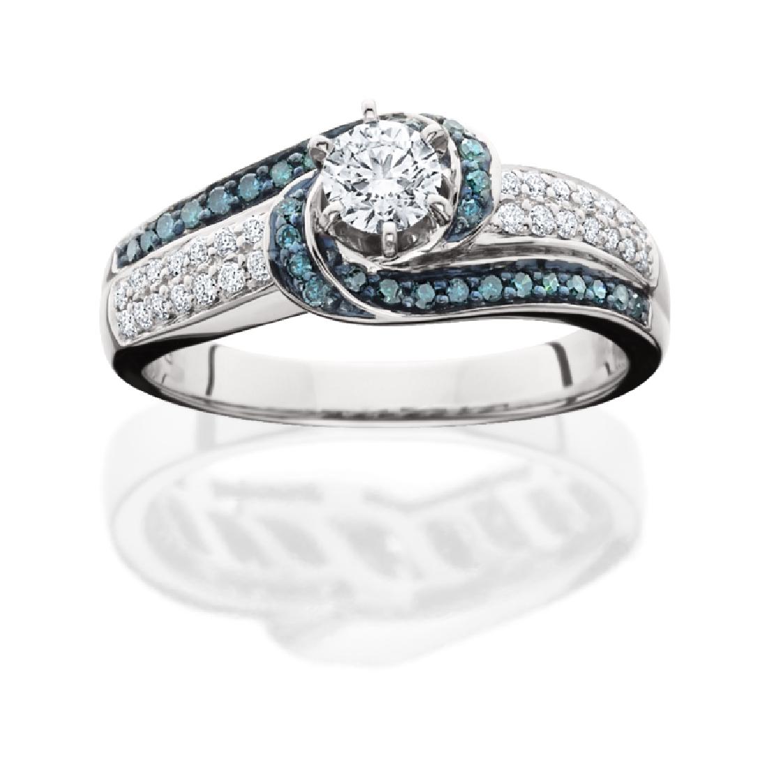 14KT WG BLUE & WHITE DIAMOND ENGAGEMENT RING (1 of 1)