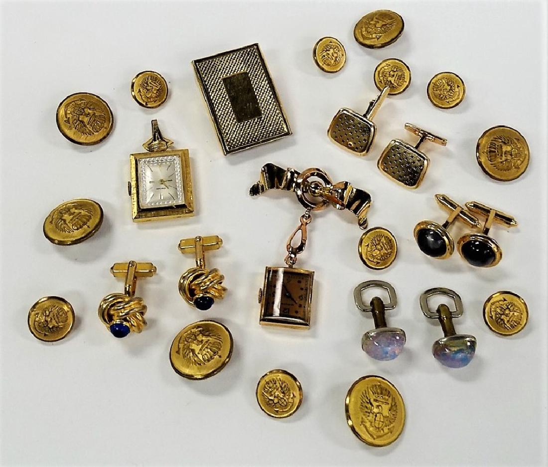 LARGE LOT OF COSTUME LINKS AND LAPEL WATCHES (1 of 1)
