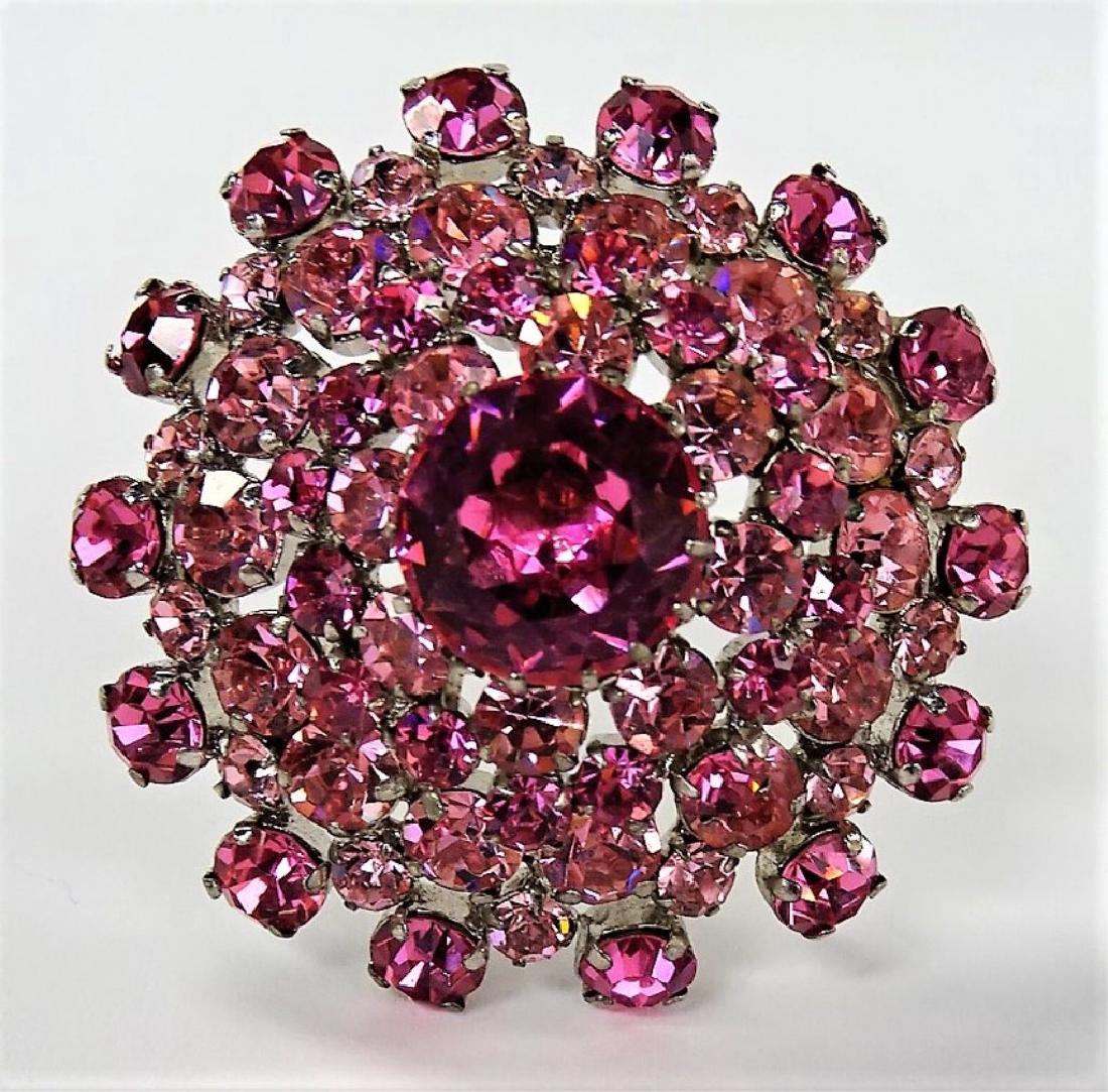 ANTIQUE AUSTRIAN PINK INCE LARGE BROOCH: Measures 1 1/2" WIDE. shipping $15 plus ins u.s. will combine