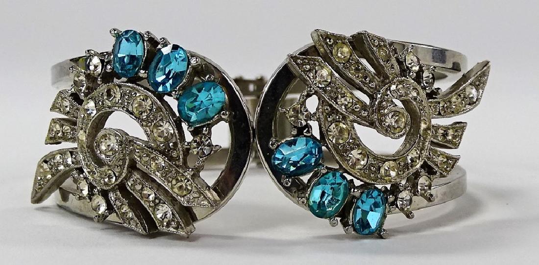 VINTAGE SILVERTONE AND RHINESTONE BRACELET: Attributed to Mazer Bros , in excellent condition shipping $15 plus ins u.s. will combine