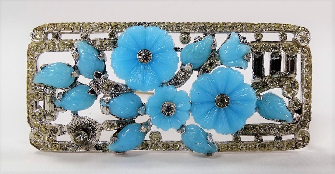 DECO STYLE AND FAUX TURQUOISE LADIES PIN (1 of 2)