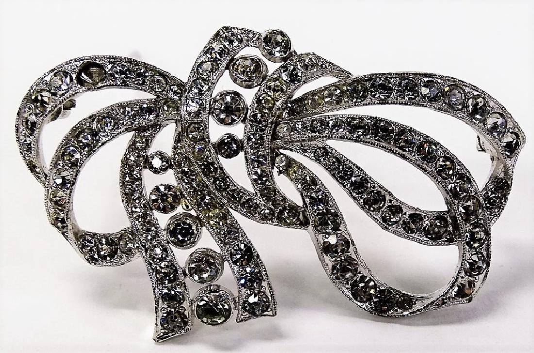 TRIFARI SILVER TONE & MARCASITE BOW PIN (1 of 2)