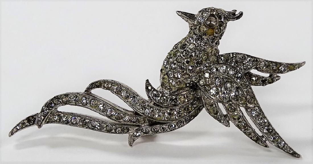 RARE TRIFARI STERLING PEACOCK RHINESTONE PIN (1 of 1)