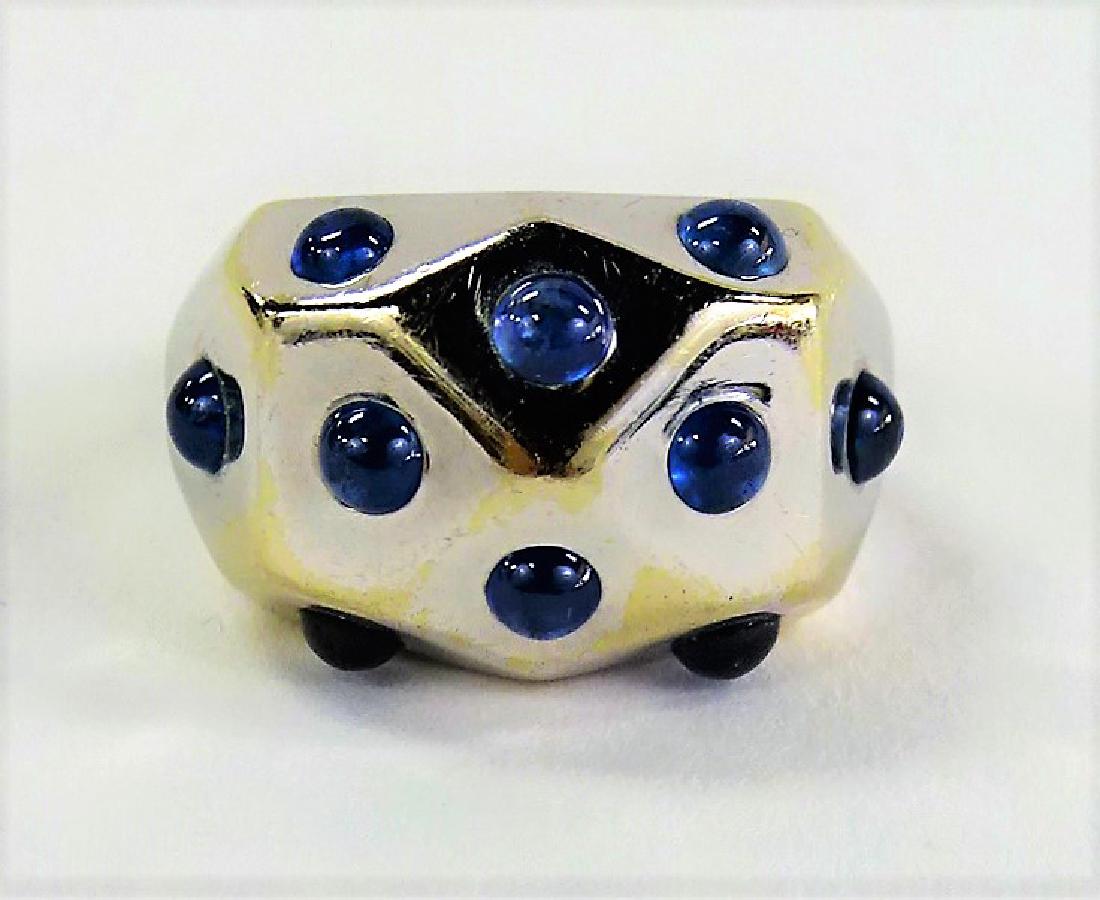LADIES HEAVY 18KT WHITE GOLD & SAPPHIRE RING (1 of 4)