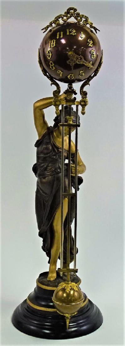 ANTIQUE GERMAN SPELTER 'DIANA' MYSTERY CLOCK (1 of 4)