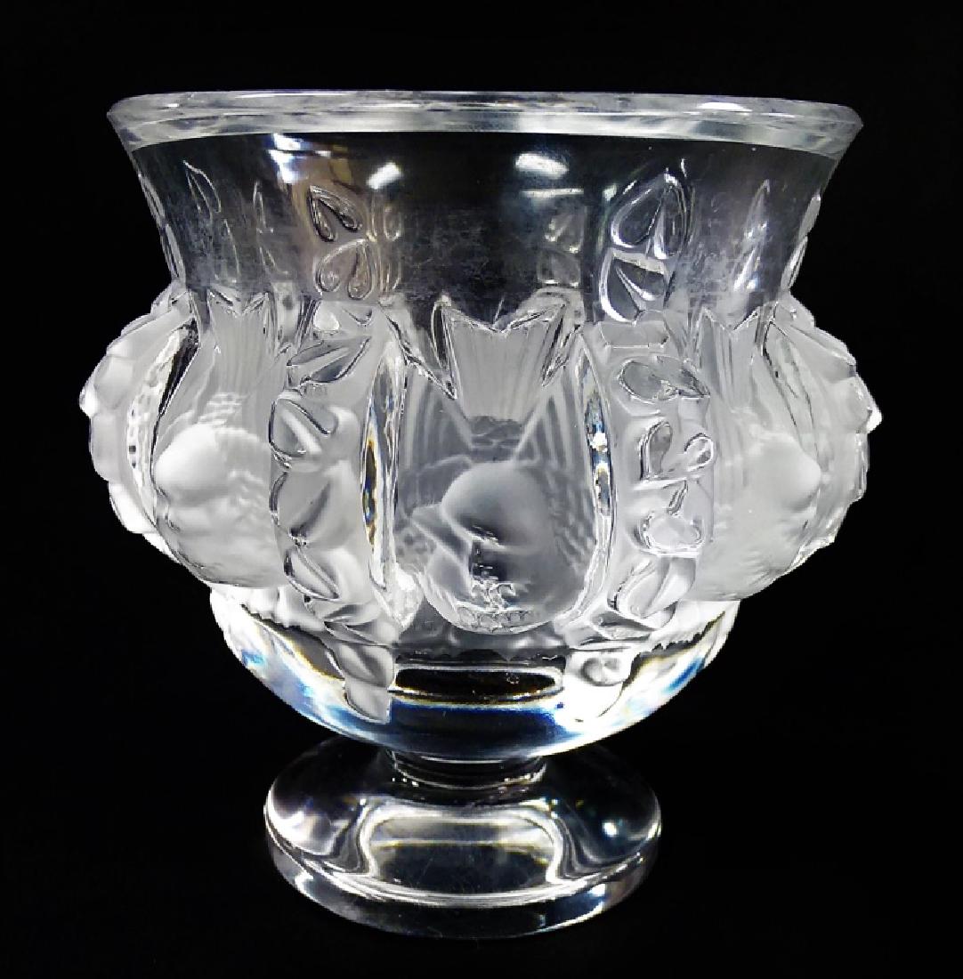 LALIQUE FRANCE 'DAMPIERRE' FOOTED CRYSTAL VASE (1 of 4)