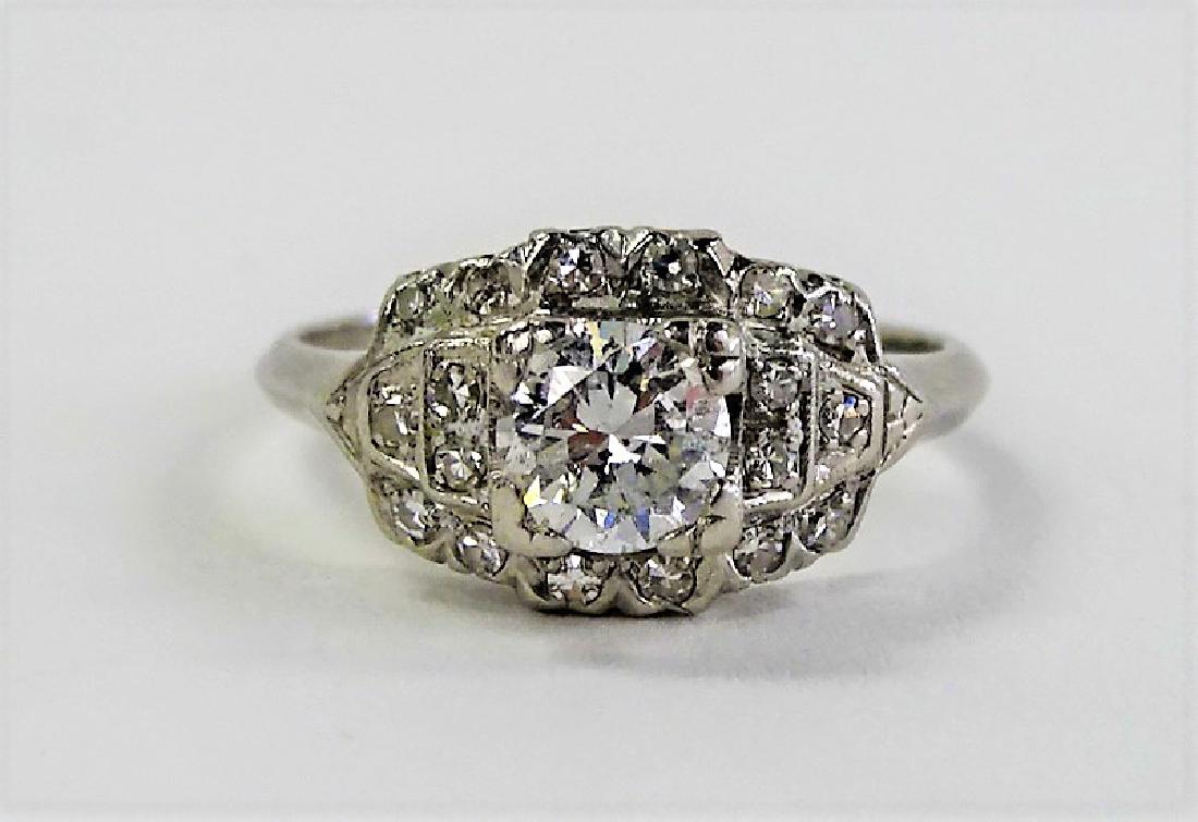 LADIES FANCY DECO PLATINUM & DIAMOND RING (1 of 4)