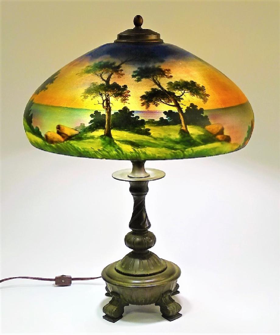 PAIRPOINT REVERSE PAINTED SCENIC TABLE LAMP (1 of 7)