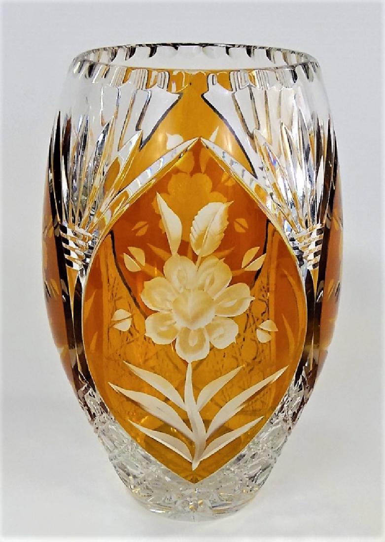 VINTAGE BOHEMIAN CUT TO CLEAR VASE (1 of 2)