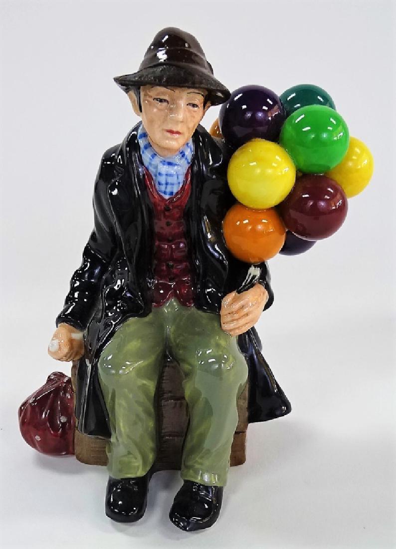 VINTAGE PORCELAIN ROYAL DOULTON 'THE BALLON MAN ': Vintage Royal Doulton titled 'THE BALLON MAN' NOTE FRONT TO HATE HAS BEEN REPAIRED. Measures approx 7 1/2" tall. Will not ship can refer local shippers.