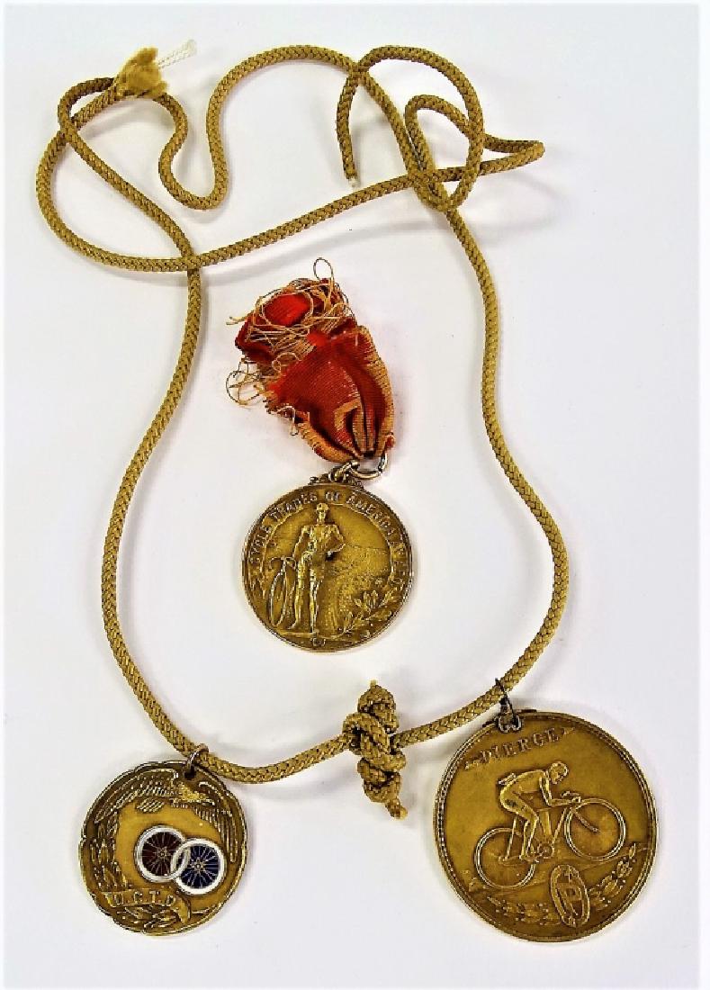 3 ANTIQUE COMMERATIVE GF CYCLING MARATHON MEDALS (1 of 3)