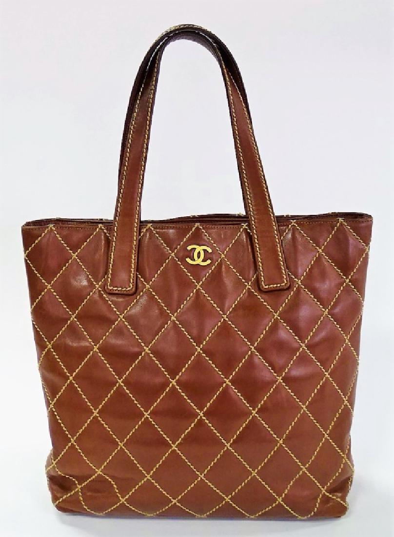 CHANEL SURPIQUE QUILTED LEATHER LARGE TOTE BAG (1 of 7)
