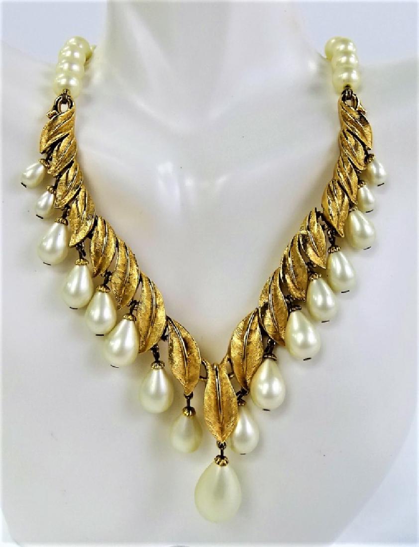 TRIFARI PHILLIPPE FAUX PEARL CHOKER NECKLACE: Includes a signed Trifari Phillippe gold tone w/ faux pearl choker necklace. Shipping to be $15 US. We will combine w/ price.