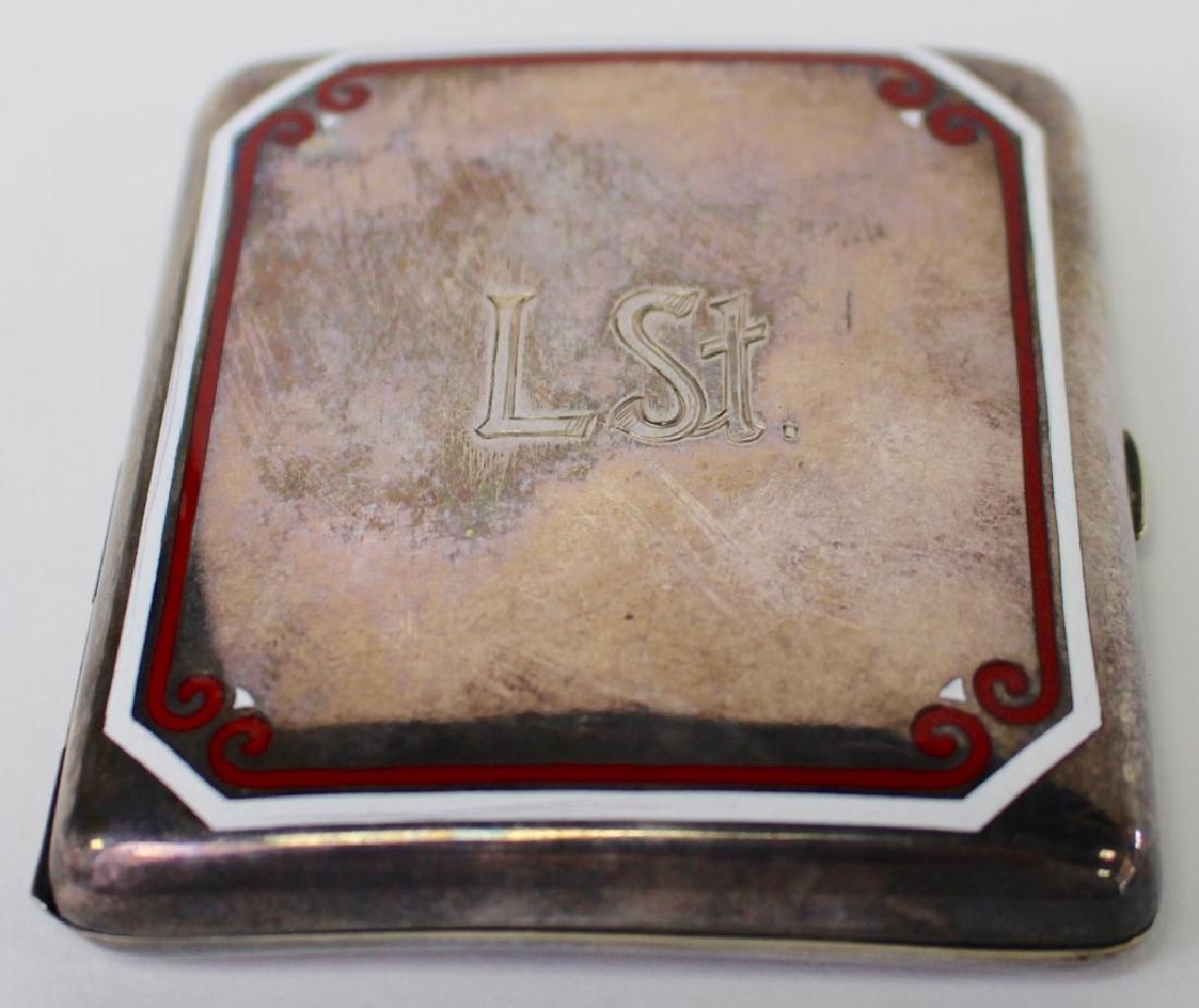 DECO ALPACA GERMAN SILVER W/ ENAMEL TRIM CARD CASE (1 of 1)