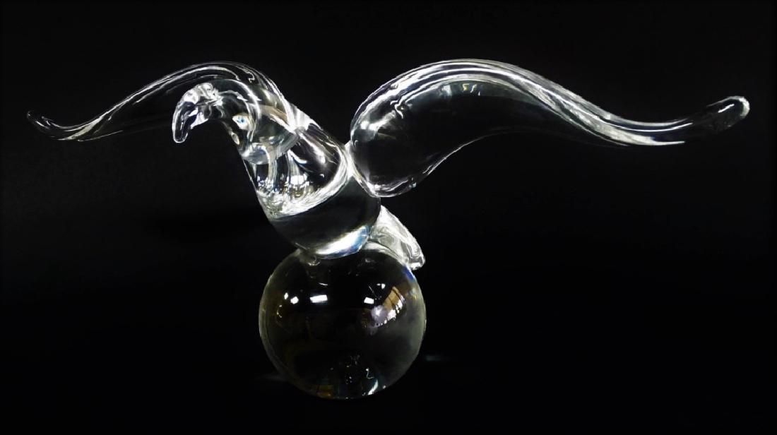 STEUBEN LARGE SIGNED CLEAR EAGLE ON BALL (1 of 4)