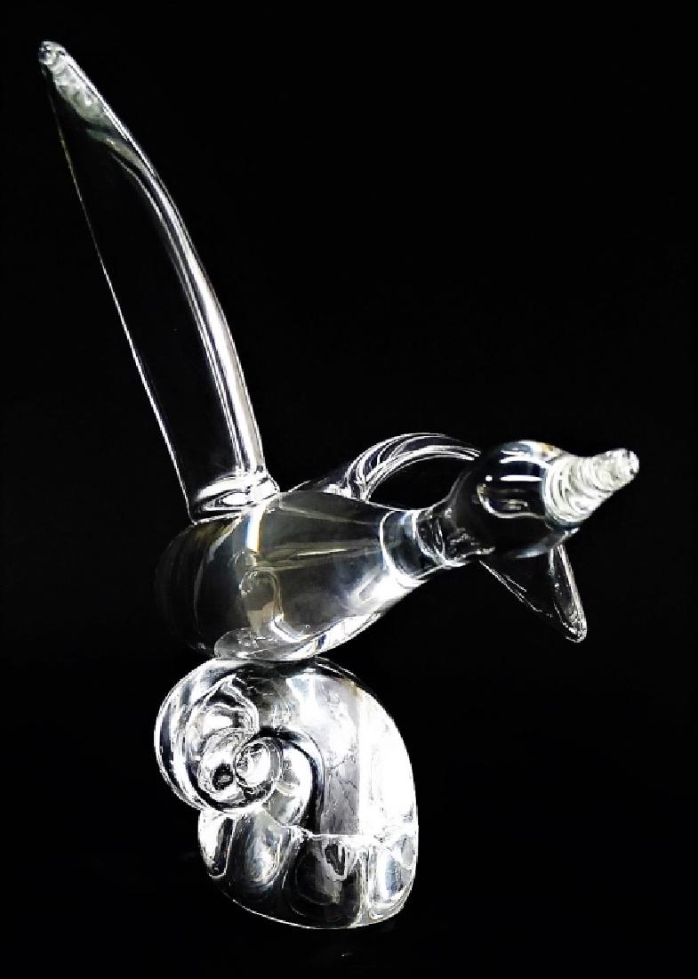 LARGE SIGNED STEUBEN CLEAR FLYING DUCK ON BASE (1 of 4)