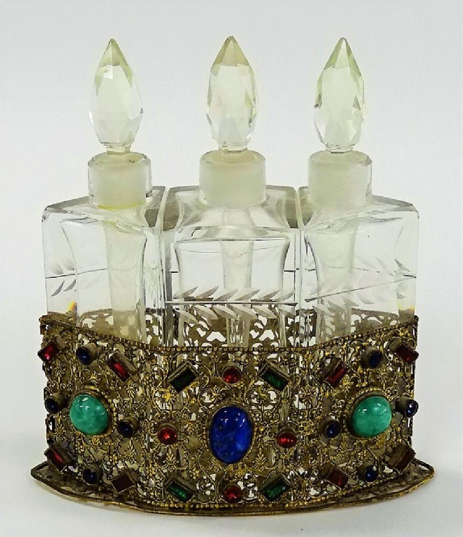 ANTIQUE CZECH RARE CABACHON PERFUME CLUSTER (1 of 5)