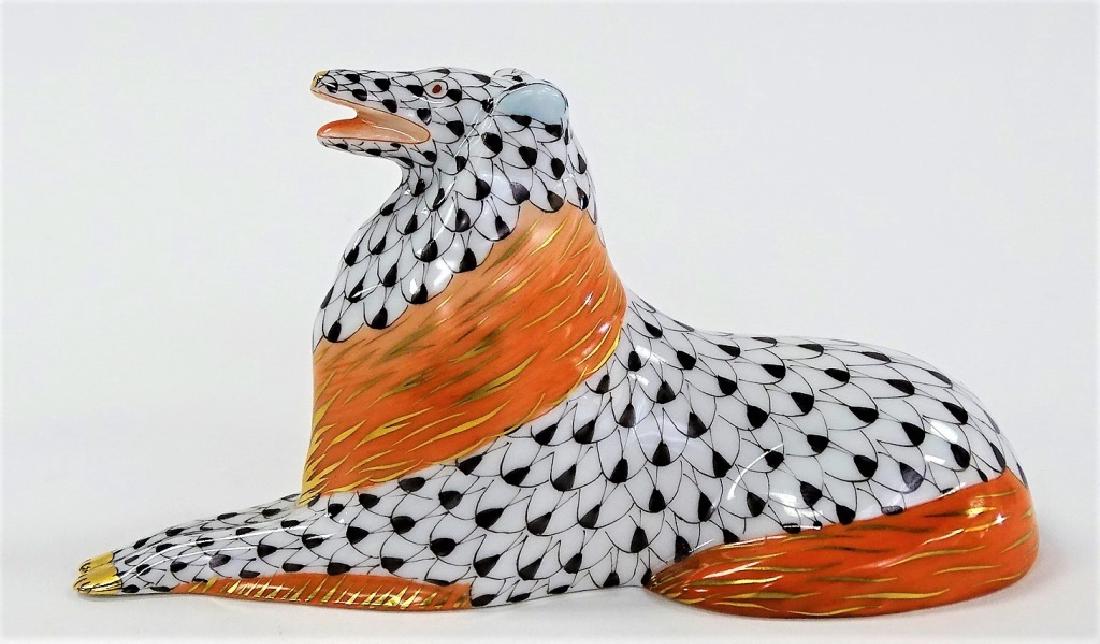 HEREND BLACK FISH NET PORCELAIN FIGURINE OF COLLIE (1 of 5)
