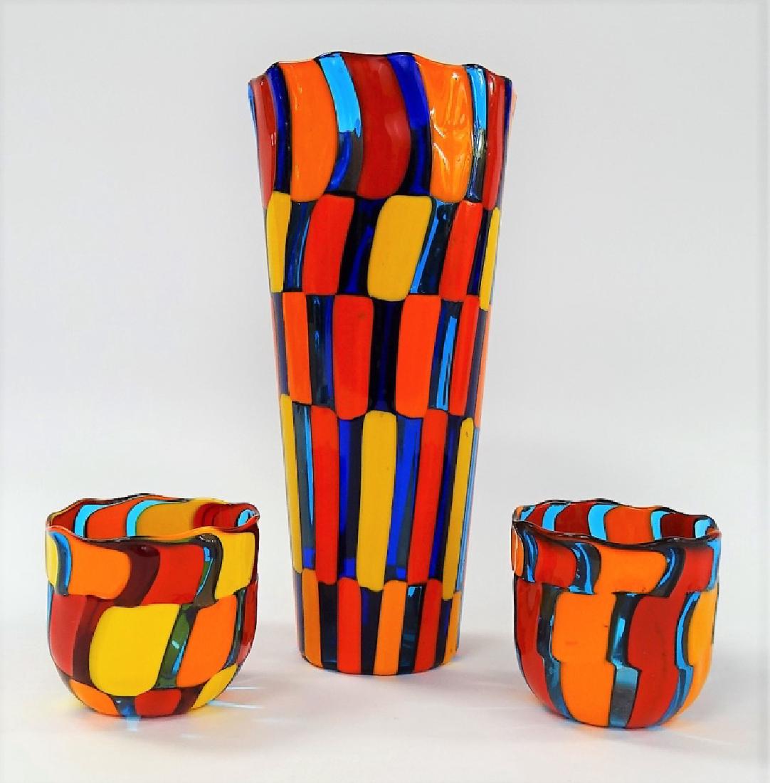 3 PIECE CARLO MORETTI MURANO CUPS AND GLASS VASE (1 of 4)