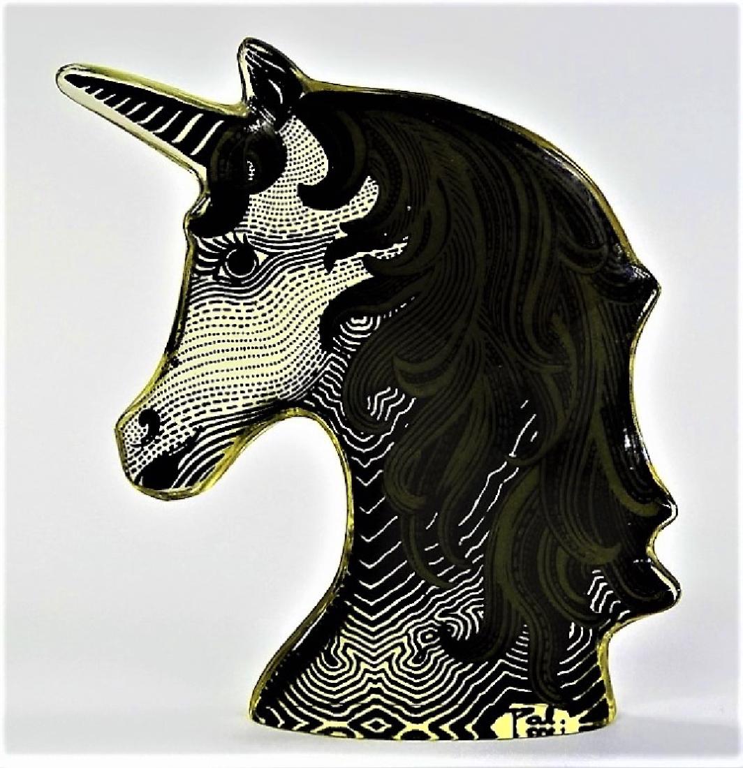 ABRAHAM PALATNIK BRAZILIAN LUCITE UNICORN: 1960'S getting harder to find, this lucite sculpture, is 3 3/4" tall, ver good condition WE DO NOT SHIP, CAN REFER LOCAL SHIPPERS