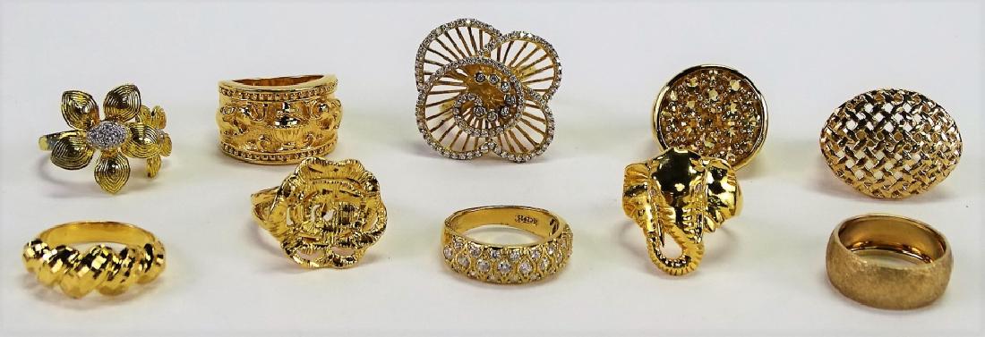LOT OF 10 STERLING SILVER GOLD OVERLAY RINGS (1 of 1)