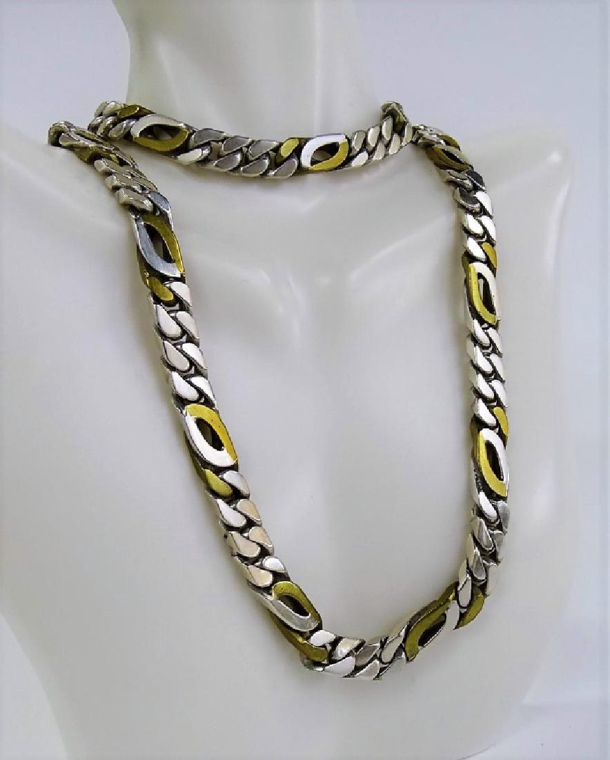 MEXICAN STERLING FIGARO CHAIN NECKLACE & BRACELET (1 of 2)