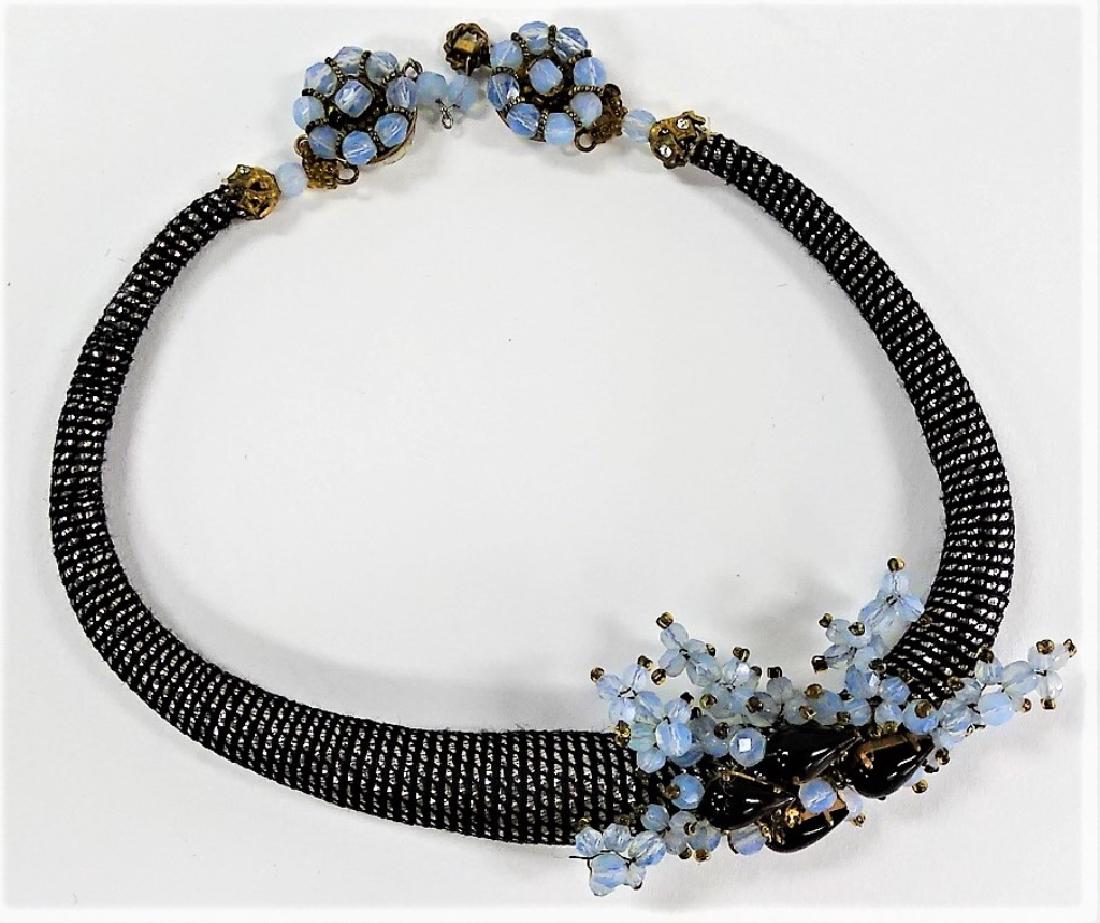 VINTAGE COSTUME BLUE MOONSTONE & ONYX NECKLACE: Shipping to be $15 US. We will combine with price.