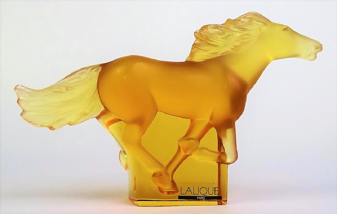 LALIQUE FRENCH AMBER CRYSTAL "KAZAK" HORSE FIGURE (1 of 6)