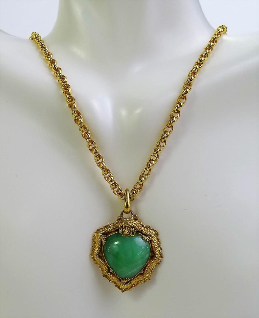 24KT YELLOW GOLD & JADEITE NECKLACE / PENDANT (1 of 4)