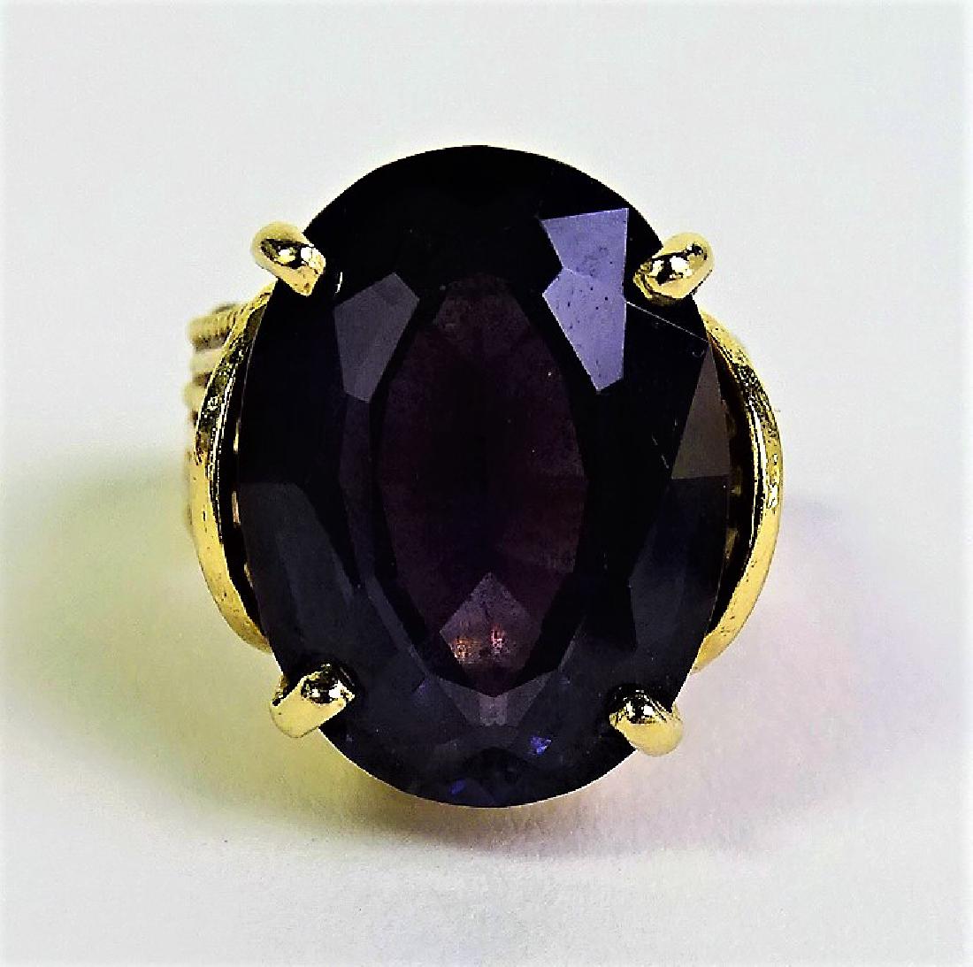 14KT GOLD & LARGE BLUE TOPAZ COCKTAIL RING (1 of 5)